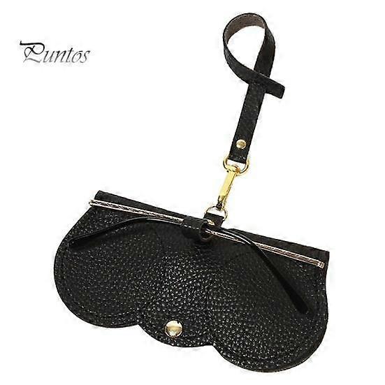 Sunglass Case Metal Button Secure Closure Scratch-Free Protection Portable Faux Leather Glasses Bag