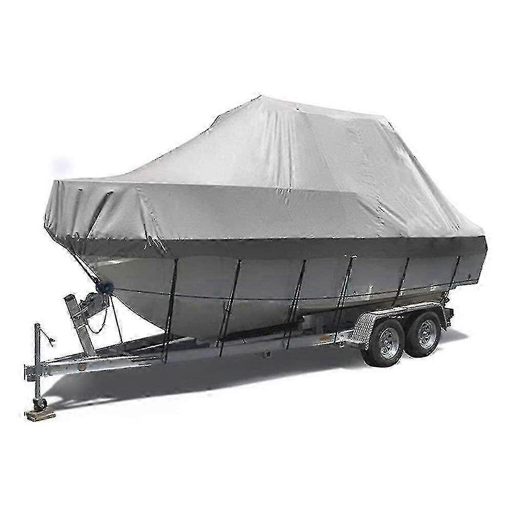 غطاء قارب مقاوم للماء شديد التحمل 570 × 300 سم ، قماش أكسفورد رمادي لقارب صيد اليخوت ثلاثي الهيكل (16-18 قدم) YVL