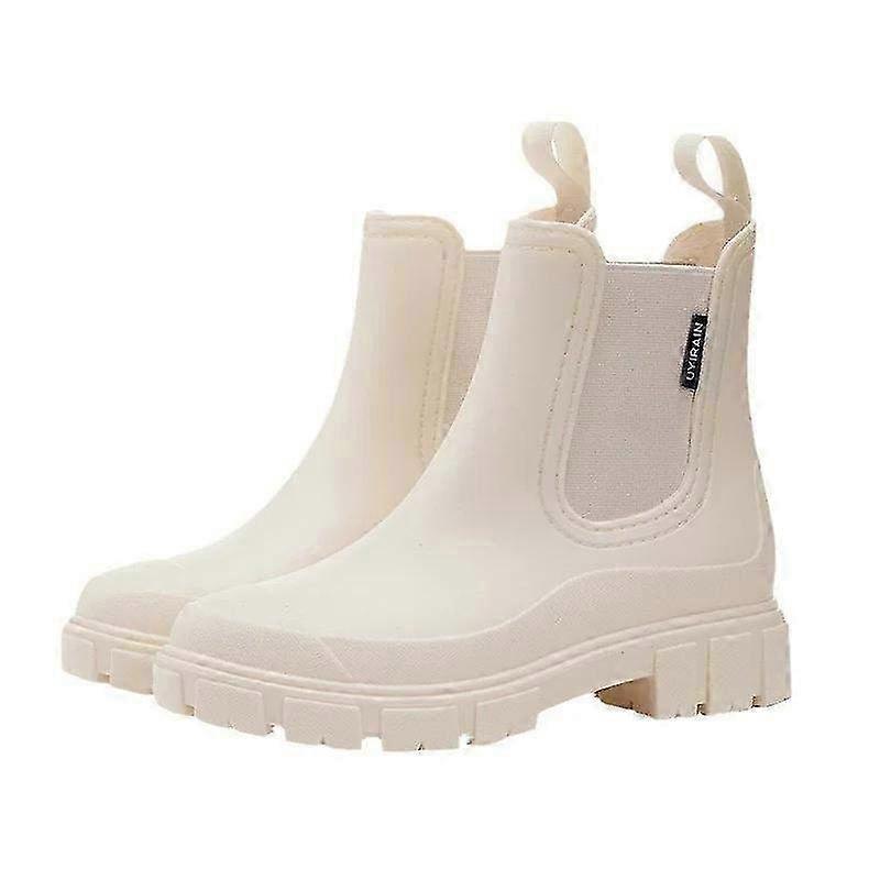 Botas Chelsea Impermeáveis para Mulheres com Tornozelo Elástico e Sola Antiderrapante para Uso Externo e Interno - Sapatos de Chuva de Cano Médio
