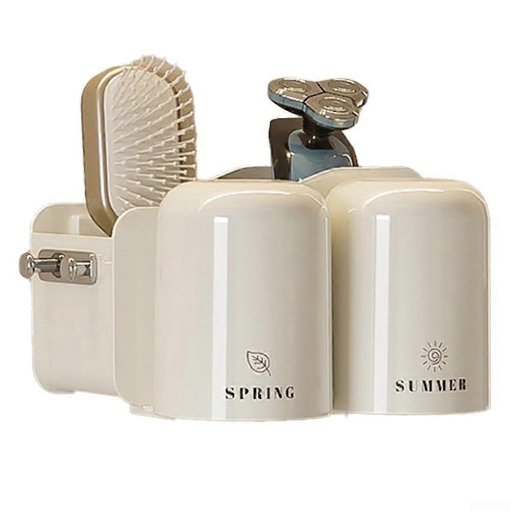 Functional toothbrush holder for toothpaste and mouthwash cup securely (E)