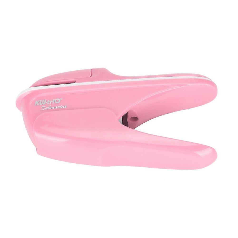 ABS No Staple Stapling Machine Book Paper StaplE Free Stapler Binding Hand Tool(Pink)