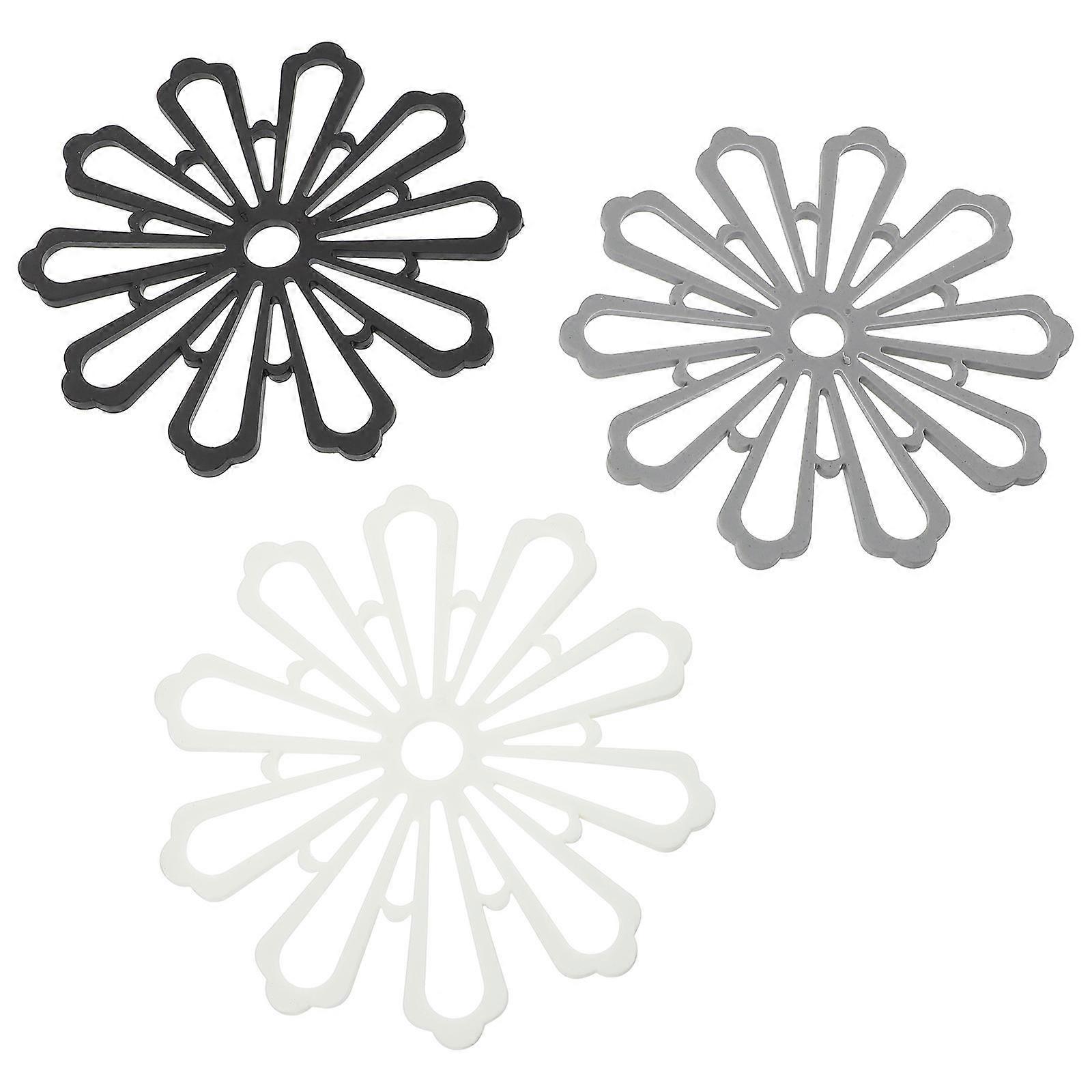 Table Mats For Dining Tables 3Pcs Black Heat Insulation Accessories Petal Shaped Ideal For Scene Layout And Hotels
