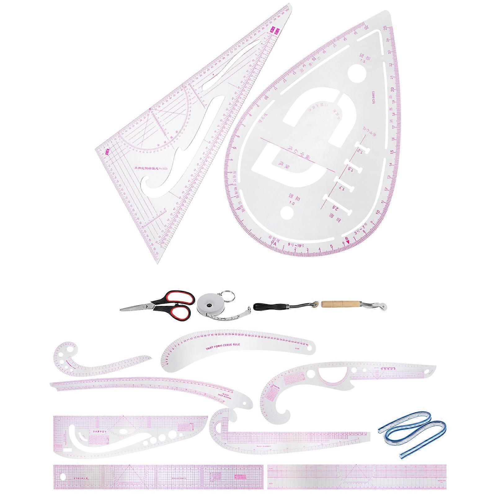 Sewing Tools 1 Set Sewing Ruler French Curve Ruler Tailor Ruler Multi Professional Pattern Making Supplies 60.30x14.00x1.80cm