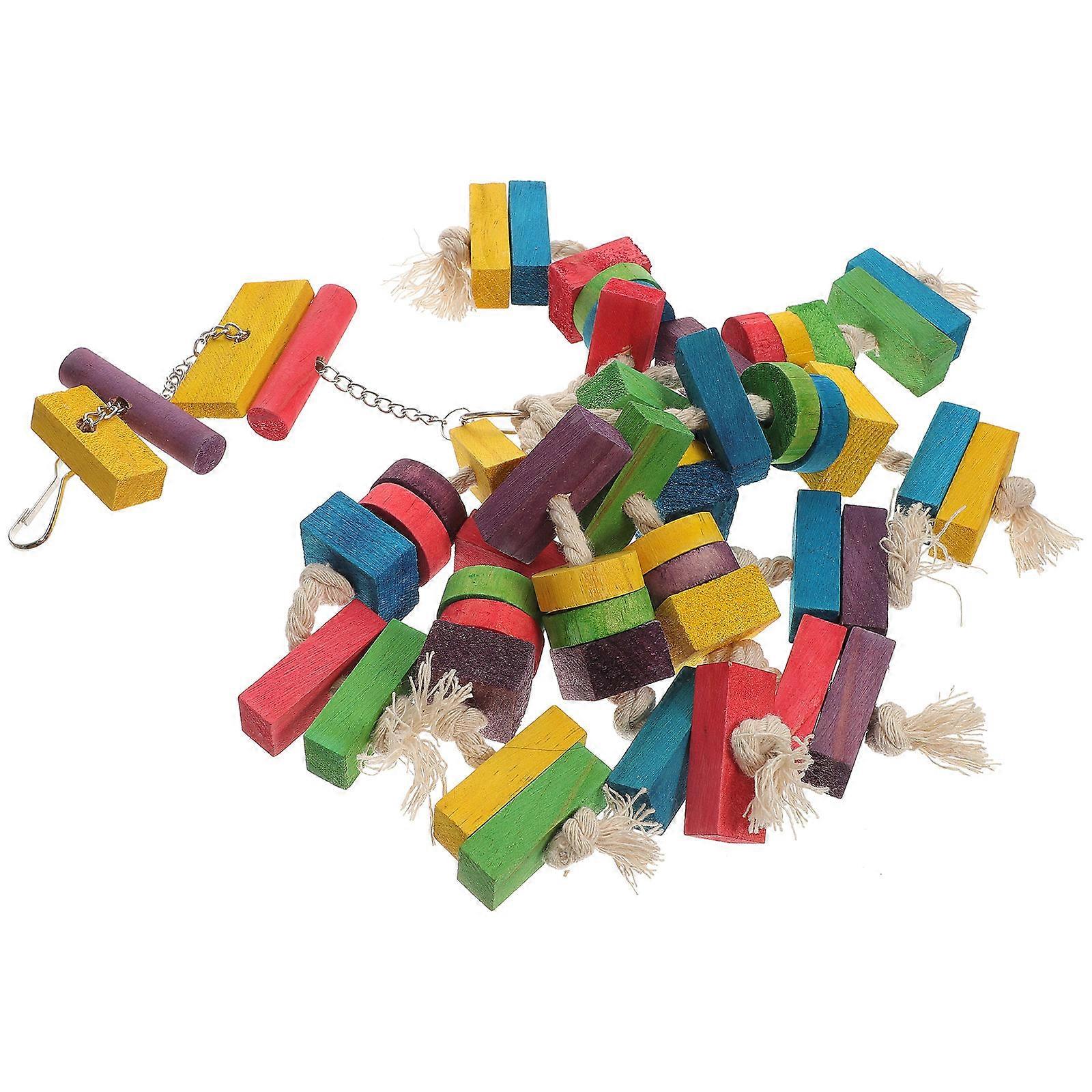 Wooden Hanging Bird Toy for Parrots and Cage Pets Fun Chewable Toy for Small to Medium Birds