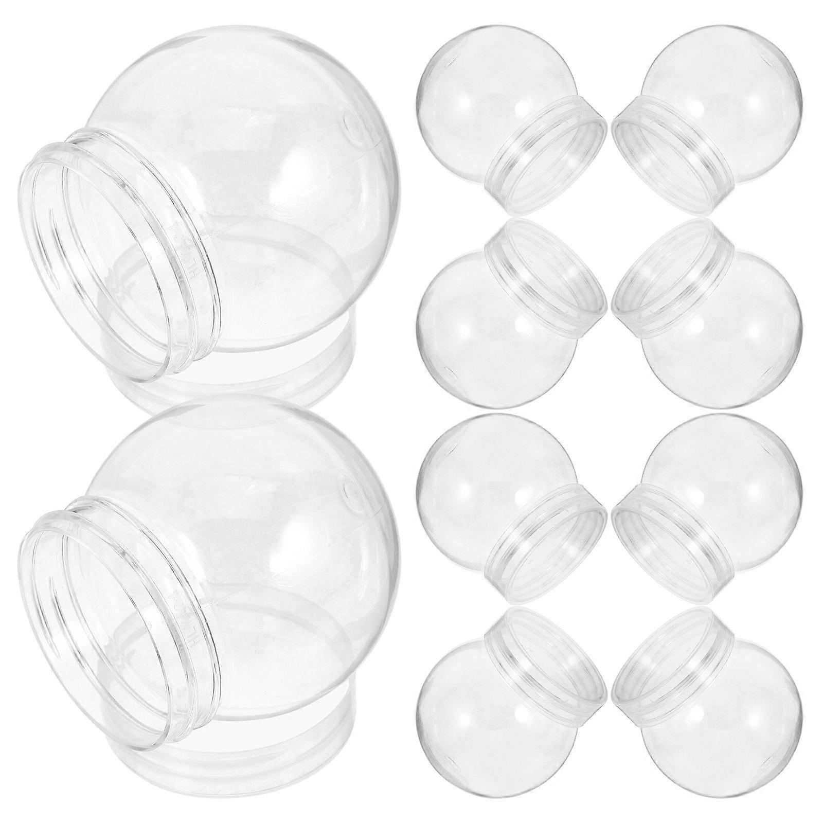 Clear Plastic Globe Containers 10pcs Set of Small Transparent Jars with Sealed Lids for Candy Storage, DIY Snow Globe Crafts, and Reusable Pet