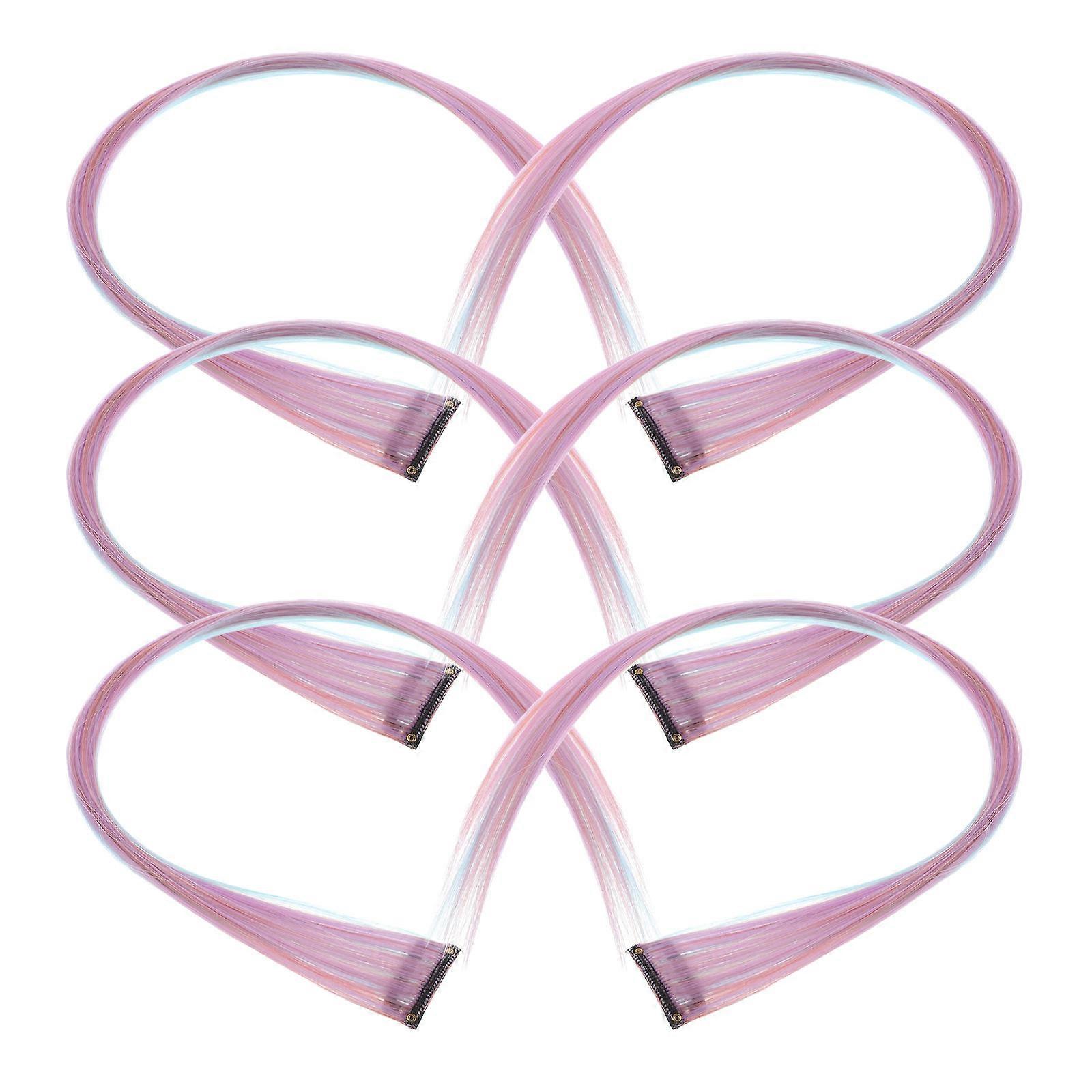 Purple Wigs for Women Versatile Styling Hair Extensions Soft Comfortable Reusable Multi Color 6pcs