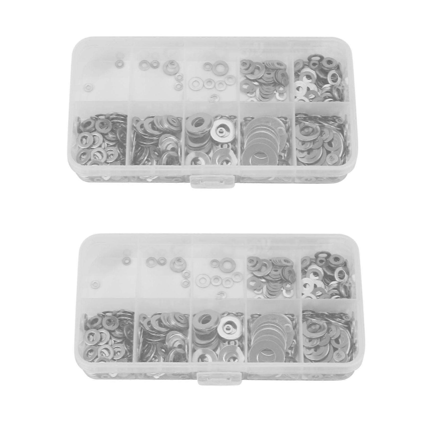 1200Pcs/Set M1.6 M2 M2.5 M3 M3.5 M5 M6 M8 M10 Stainless Steel Flat Washer Plain Washer Gaskets Assor