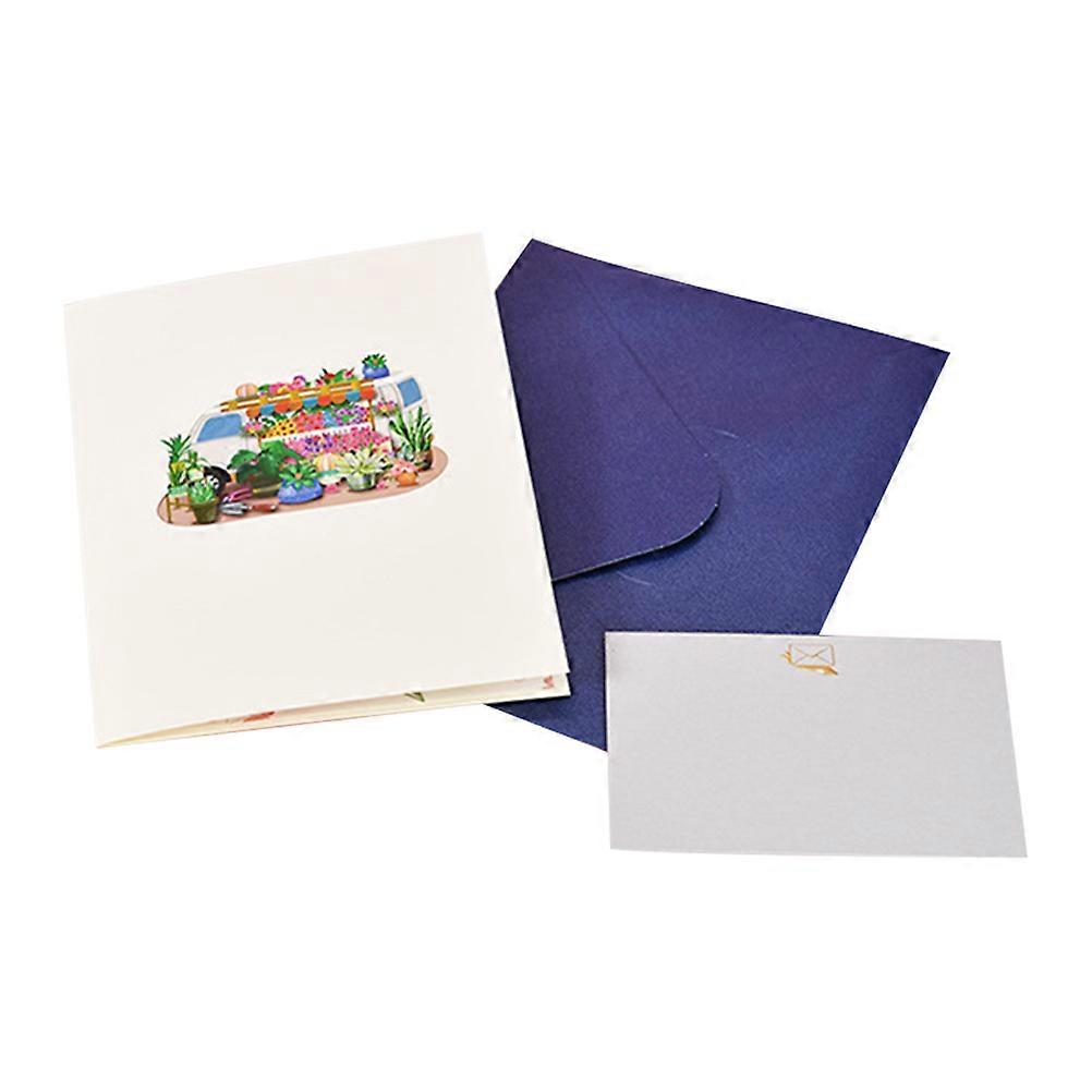 3pcs Flower Car Pop Up Birthday Greeting Cards for Special Occasions – Unique Chic Decorative Design for Women