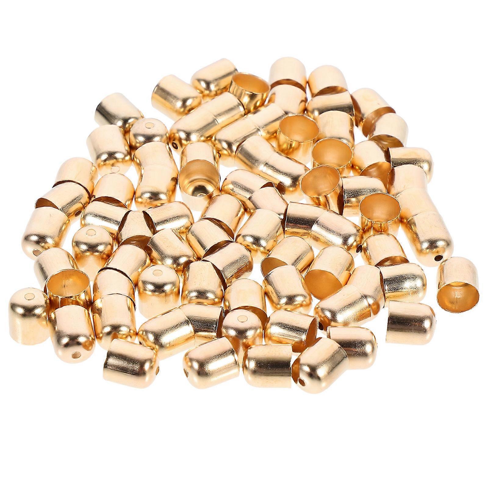 100PCS Suede Fiber Crimp End Bead Metal Cord Ends with Tassel