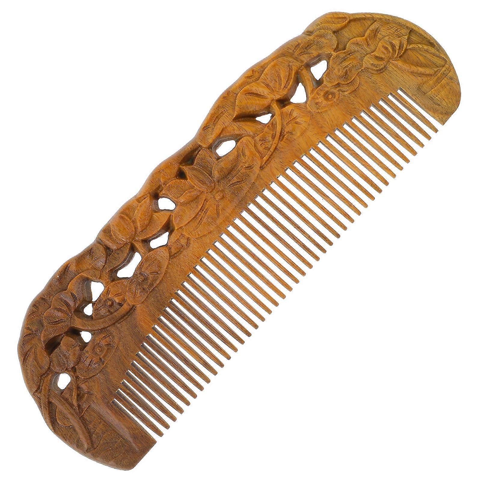 Decorative Hair Comb For Home Use Stimulate Scalp Coffee Wooden Material 1Pc
