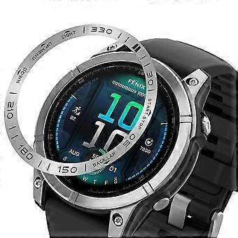 For Garmin Fenix 8 51mm Bezel Ring Metal Bezel Styling Watch Dial Circle,Silver/Black Letter