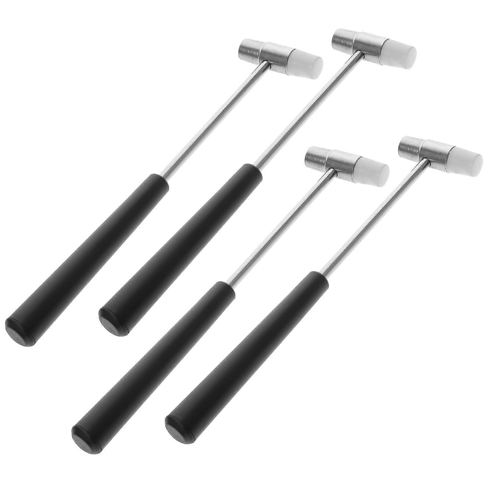 4pcs Small Mallet Hammer Set with Doublefaced Tips for Home Use in Black ABS Plastic and Steel