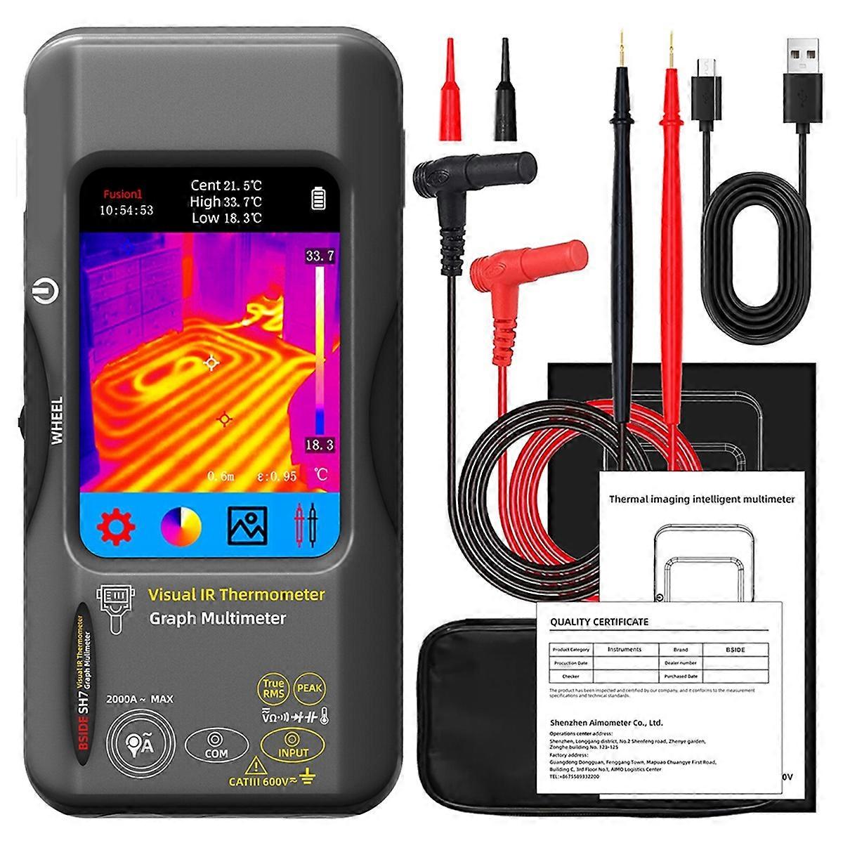 SH7 Thermal Imager Camera 20000 Counts Digital Multimeter 2 in 1 IR Camera for Automobile Pipe Heating Inspect