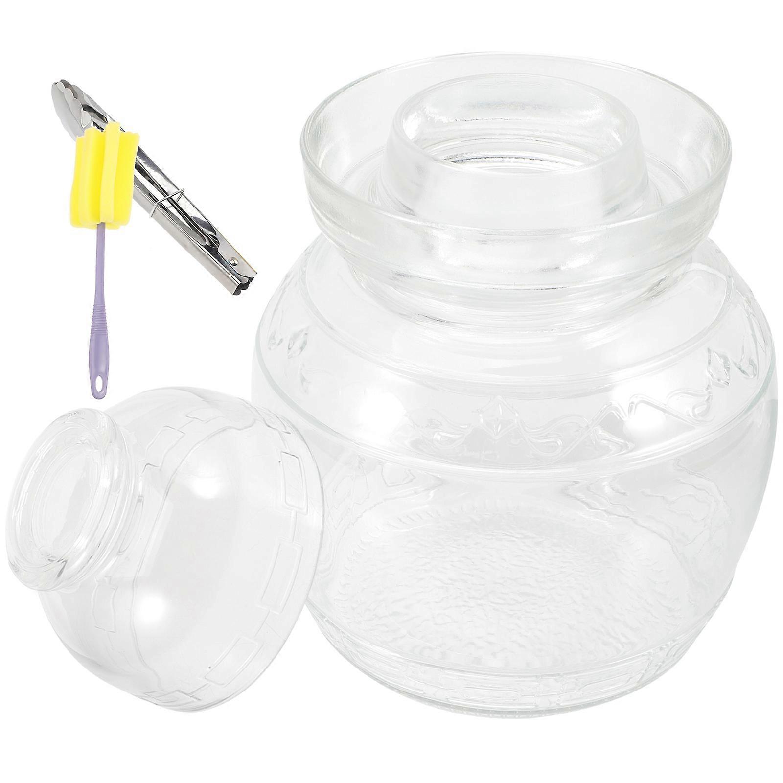 Transparent Glass Fermenting Jar for Pickling Vegetables, Airtight Storage Container for Jam, Cereal, and Snacks, High Grade Material