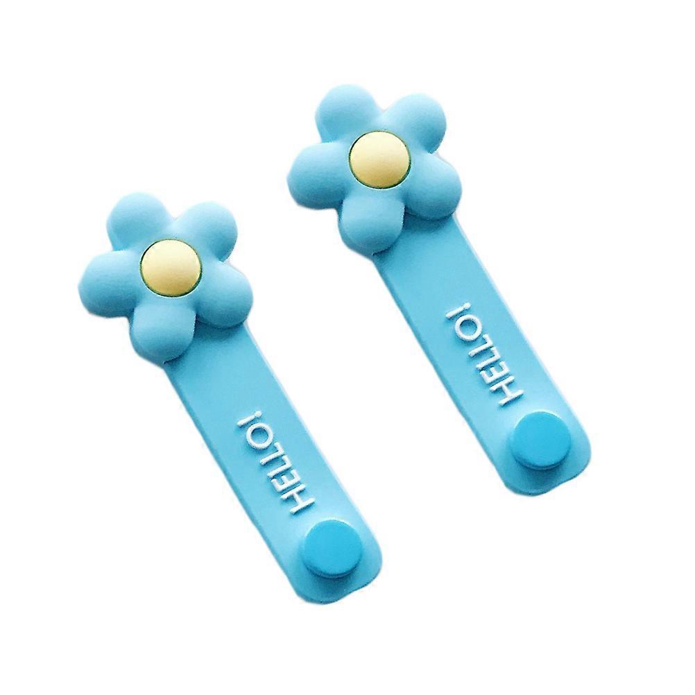 Desk Cord Organizer Flower Cable Holder for Office Use Blue Material with 2Pcs