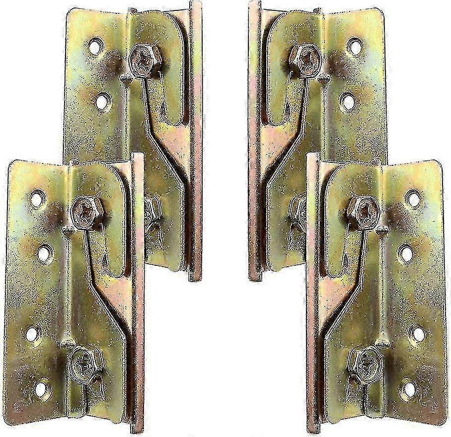 Set Of 4 Heavy Duty Rust Resistant Mortiseless Bed Rail Mounting Brackets With Screws