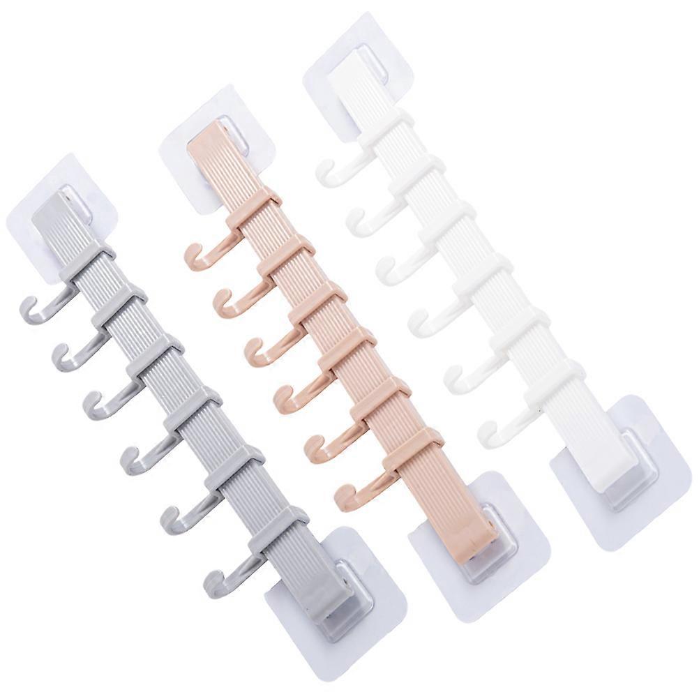 3pcs Wall Mounted Coat Rack with 6 Hooks for Bedroom Towel Robe Hat Hanging
