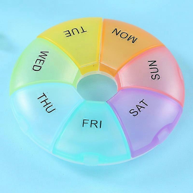 1pc Portable Weekly Plastic Pill Box Multi-Color