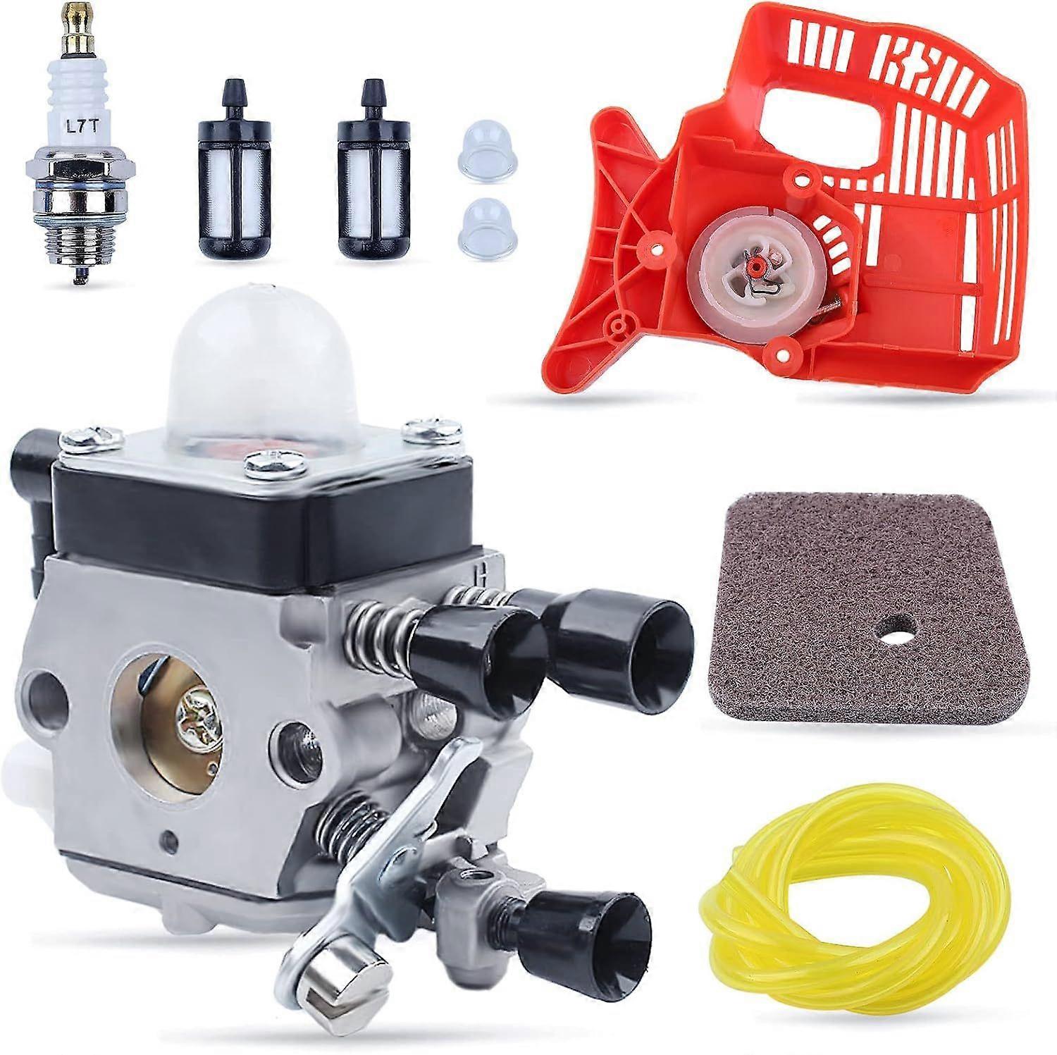 C1Q-S97  and Recoil Pull Starter Kit with Fuel Line+ Primer Bulb+ Fuel Filter+ Spark Plug for STIHL String Trimmer Weed Eater FS38 FS45 FS46 FS55 KM55