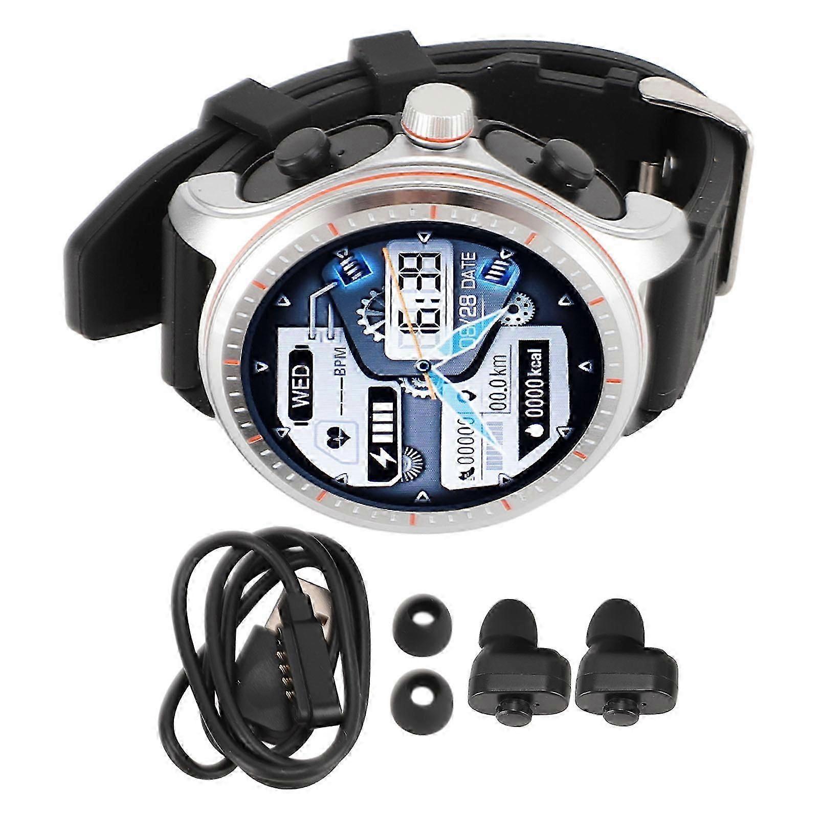 Montre connectée 2 en 1 avec écouteurs : écran HD 1,53 pouce, tracker d'activité, lecteur de musique