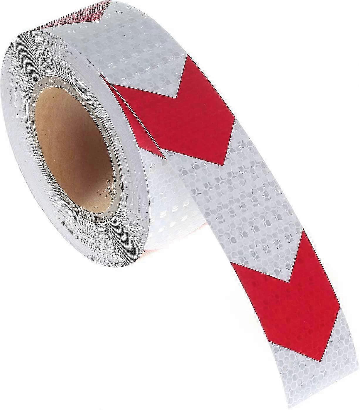 10Mx5cm Reflective Warning Tape - High Visibility Safety Arrow Tape for Road Signs & Orientation, Red & White Reflective Strip Edition 0812