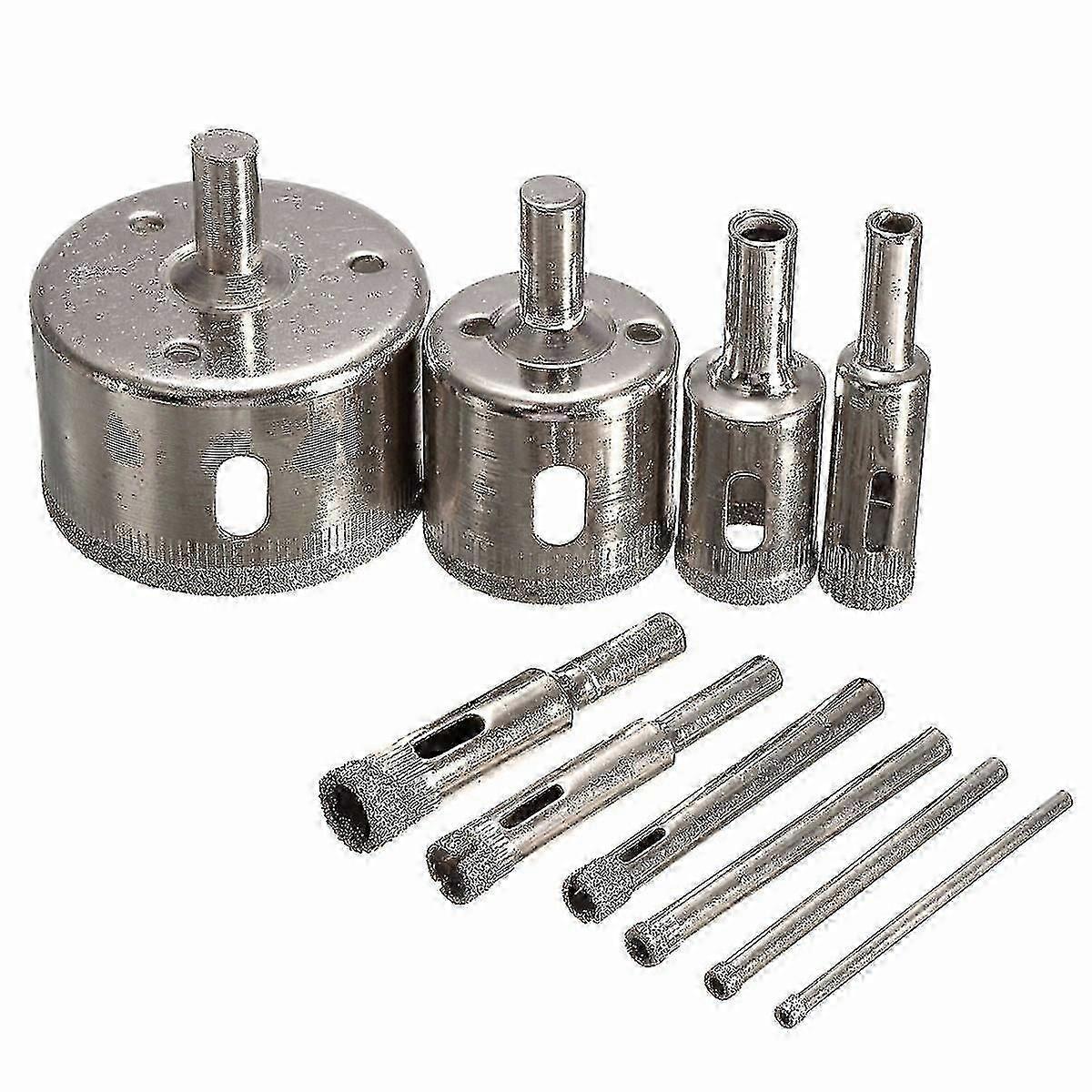 10pcs 3-50mm Diamond Hole Saw Drill Set 100 Grits Tile Glass Drill