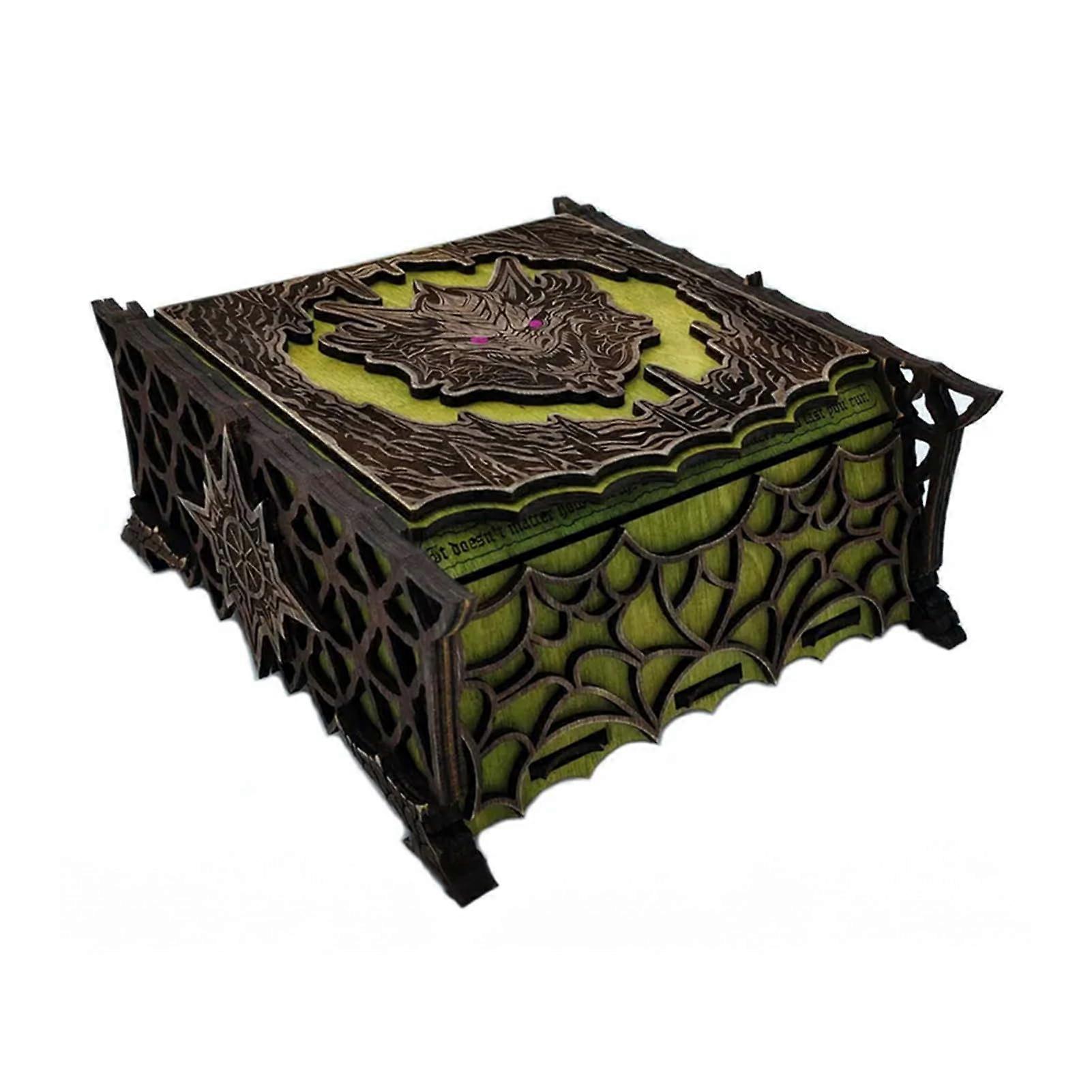 Dragon Pattern Wooden Box, Wood Keepsake Memory Craft Chest, Vintage Collectible Storage Box for Home Decor