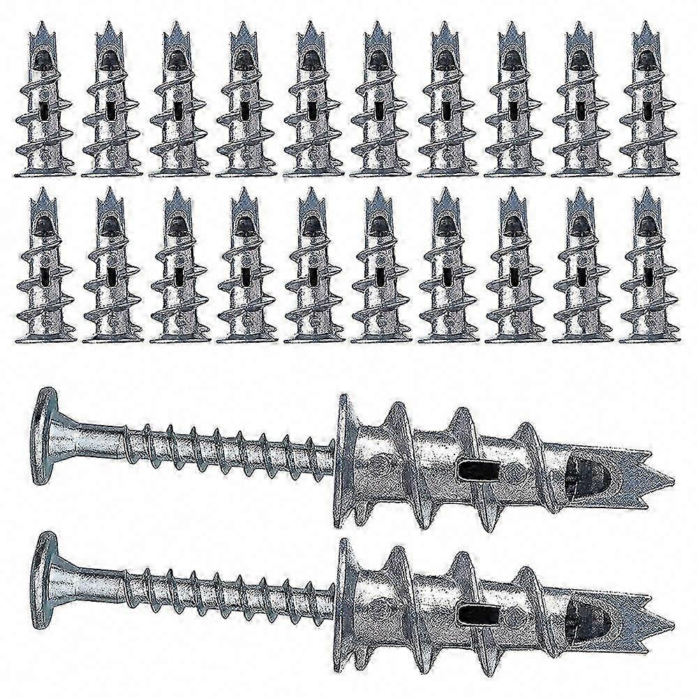 40 Pcs Metal Self-Driving Anchor Plasterboard Dowels 4.5x35mm with Screws for Single & Double-Layer Plasterboard