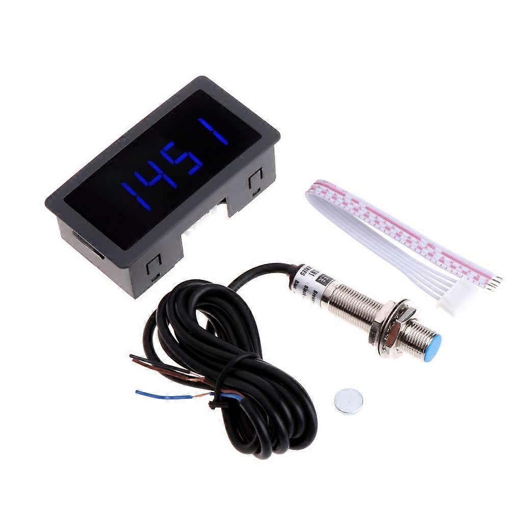 DC 8-24V 4 Digital LED Tachometer RPM Speed Meter Hall Proximity Sensor NPN Output 10-9999RPM