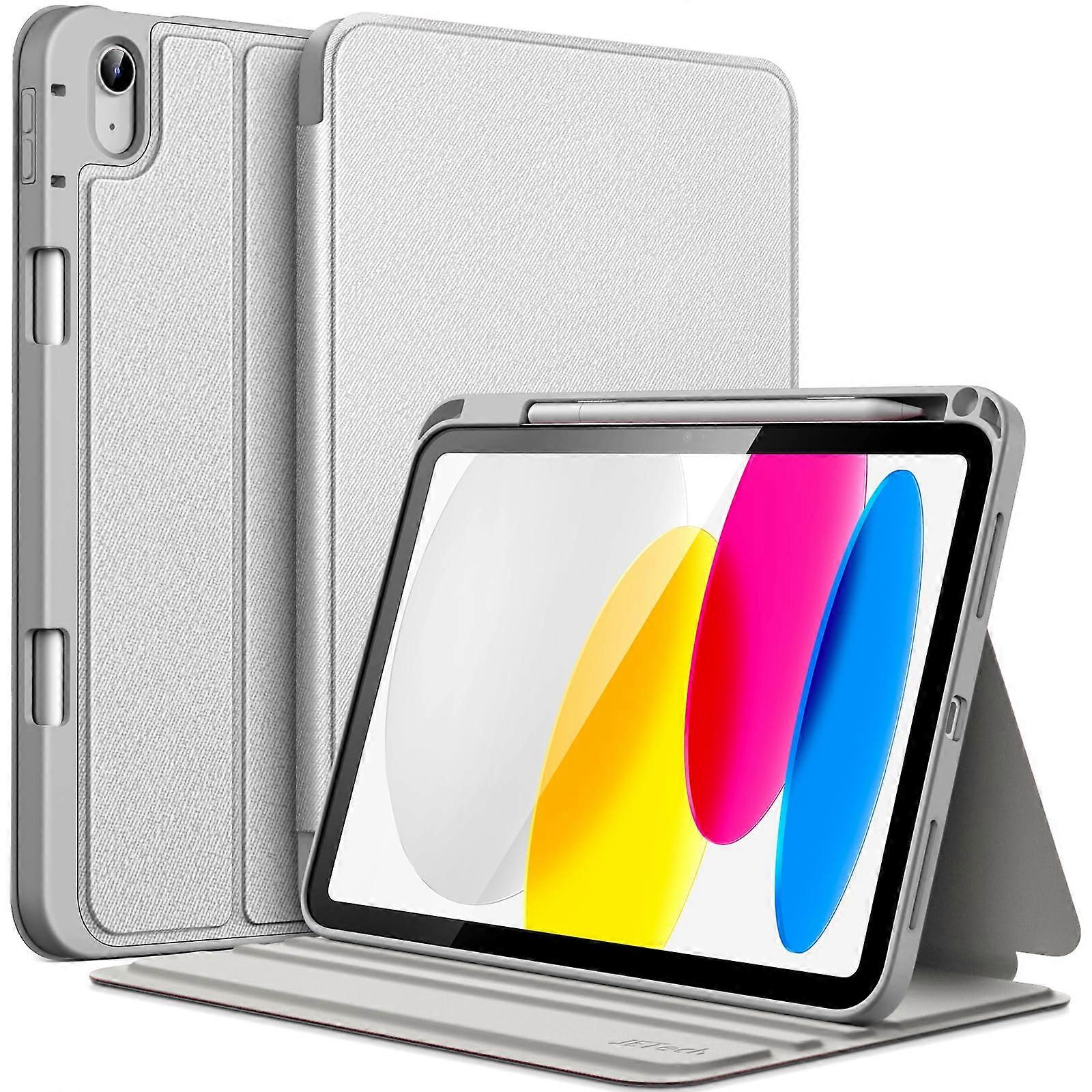 Case for iPad (A16) 11th/10th 2025/2022 Pencil Holder Slim Folio Stand Protective Tablet Cover Multi-Angle View Silver