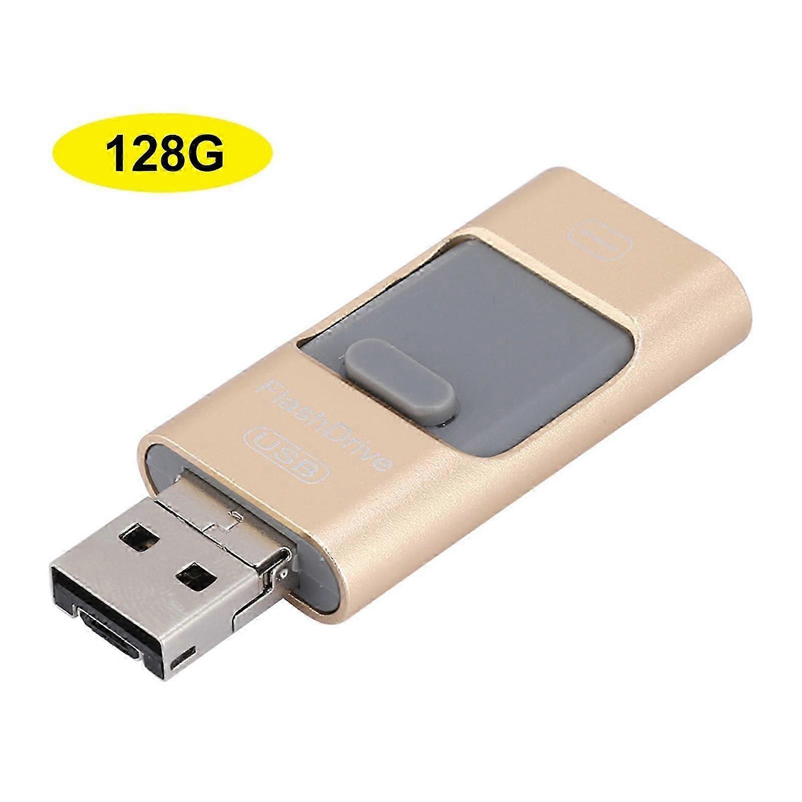 128G Portable Three in One Mini U-disk Large Capacity USB Flash Drive for Apple