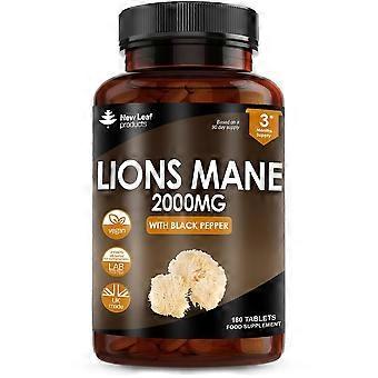 New Leaf Products Lions Mane Extract Mushroom 2000mg 180 tablets - 2 Pack
