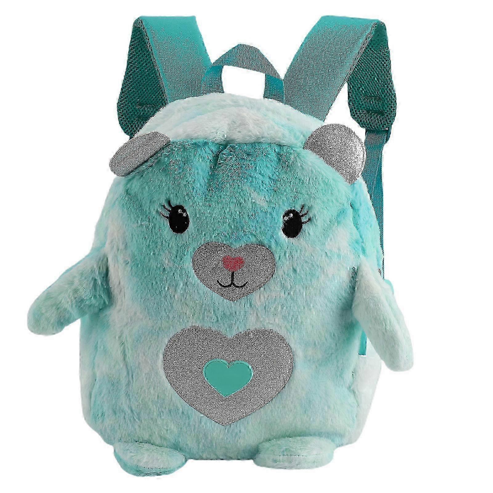 Cute Green Cartoon Plush Backpack for School with Adjustable Shoulder Straps