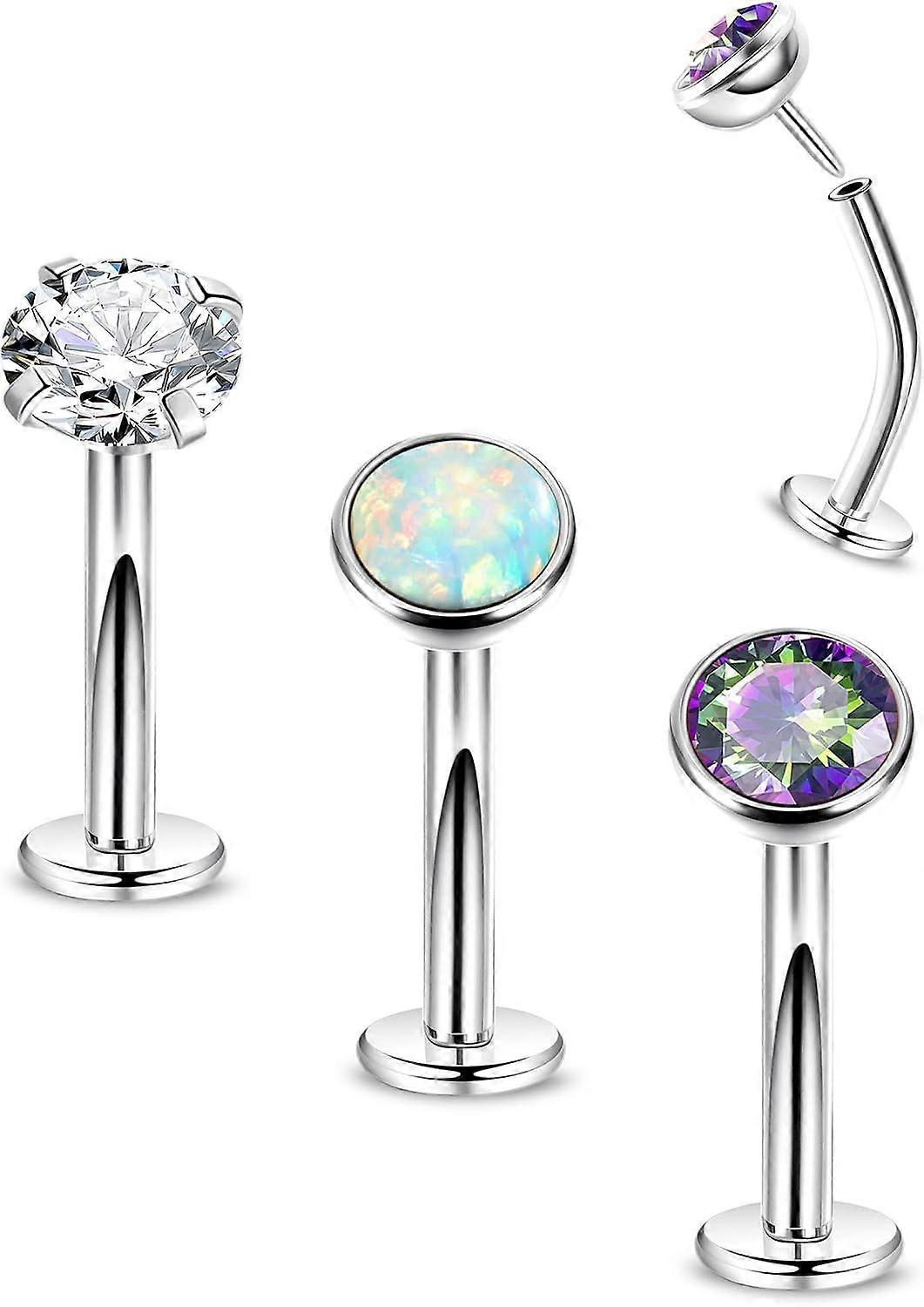 14G 3Pcs Surgical Steel Threadless Belly Button Ring for Women Flatback Floating