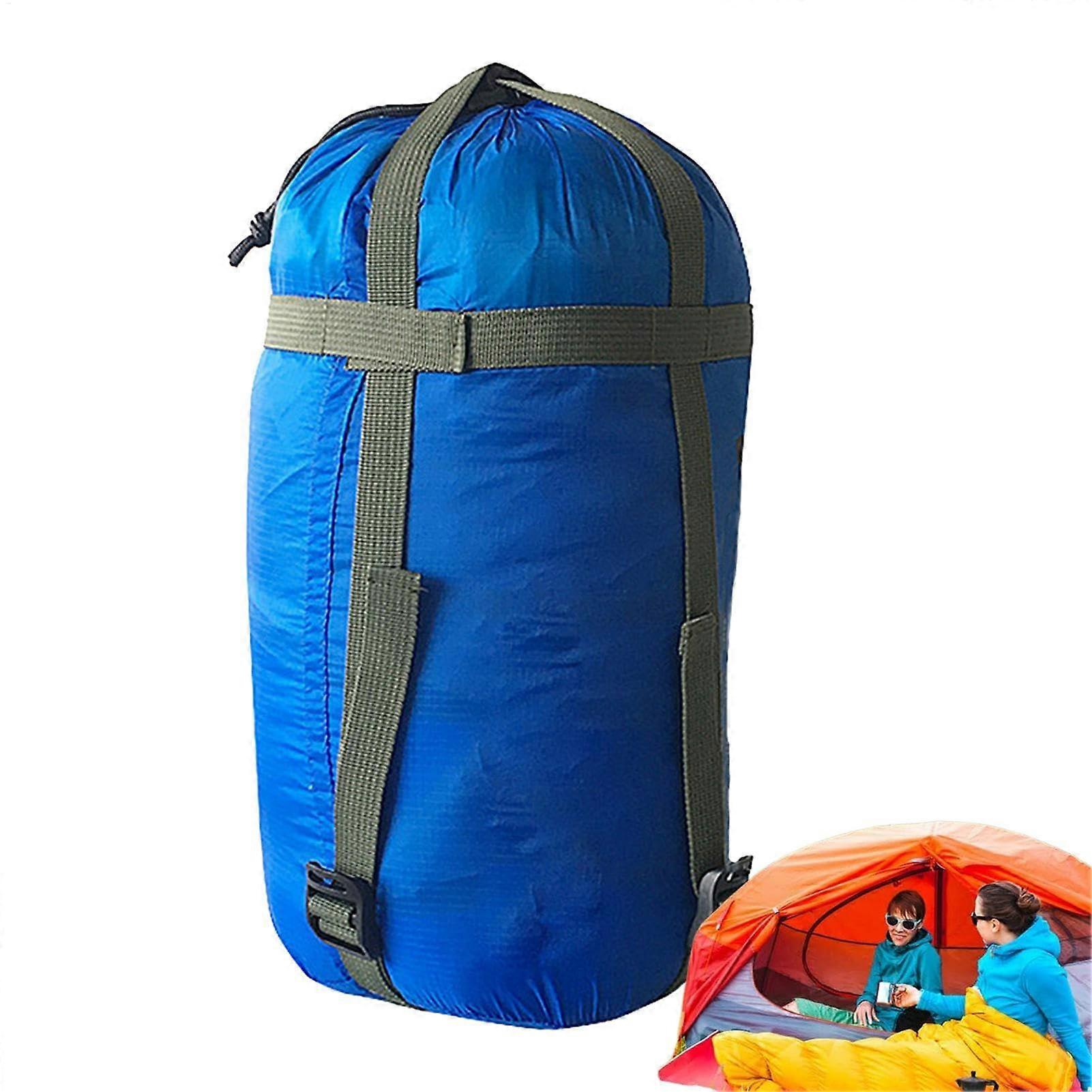 Sleeping Bag Stuff Sack Water Resistant Compression Bag for Travel, Camping, Hiking Blue