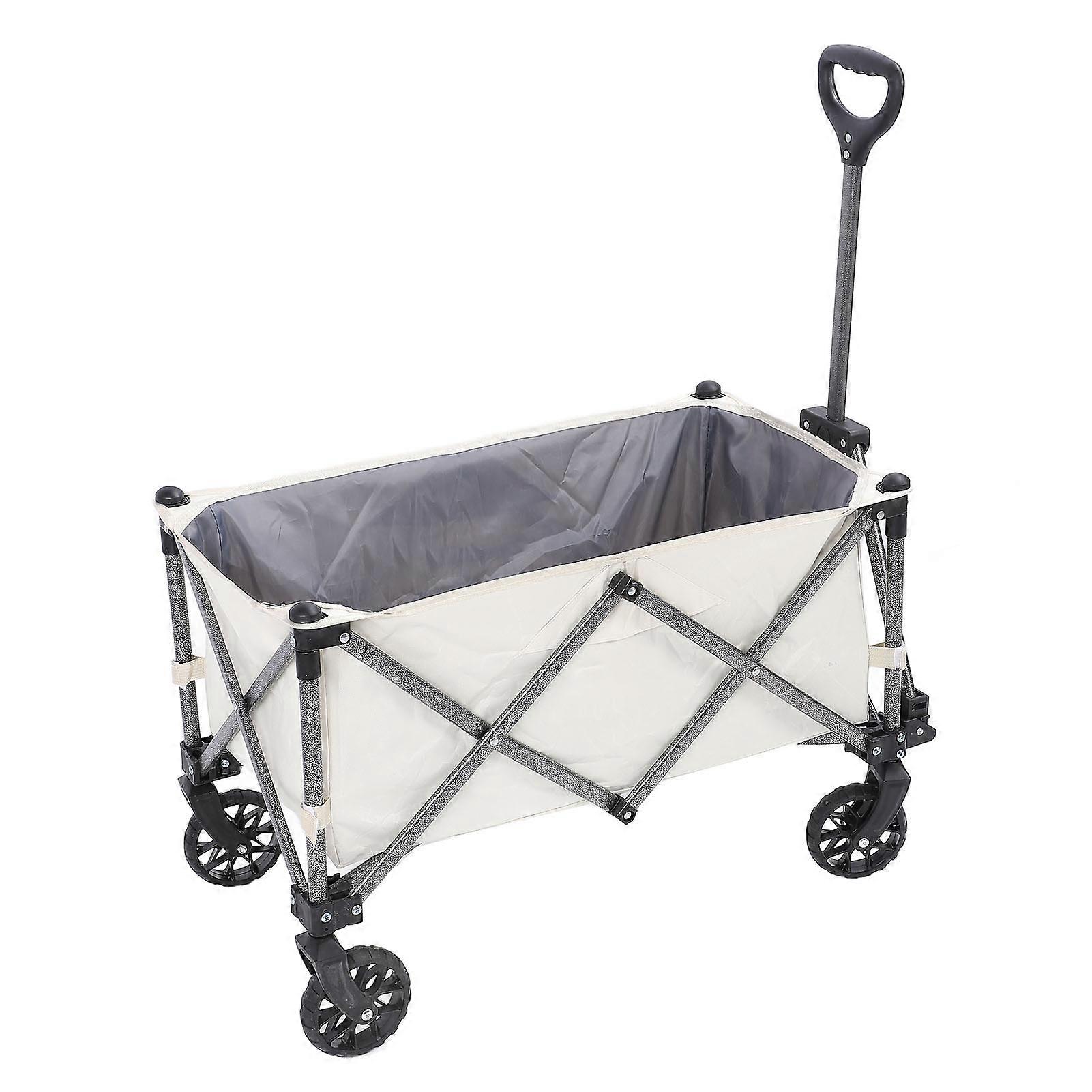 Folding Wagon Cart 100L White Portable Utility Cart 150kg Load