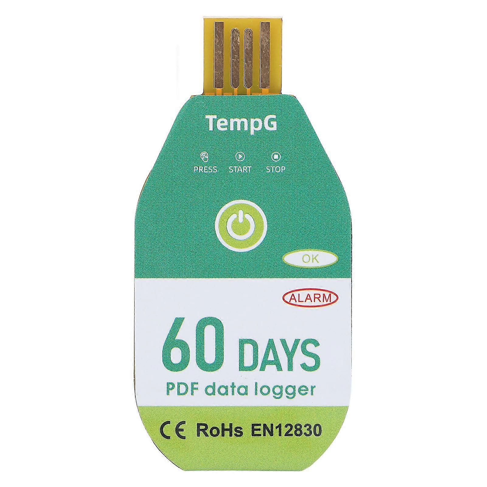 USB Temperature Data Logger Recorder IP67 Water Resistant Disposable PDF Temperature Data Logger for Cold Chain Transportation 60 Days