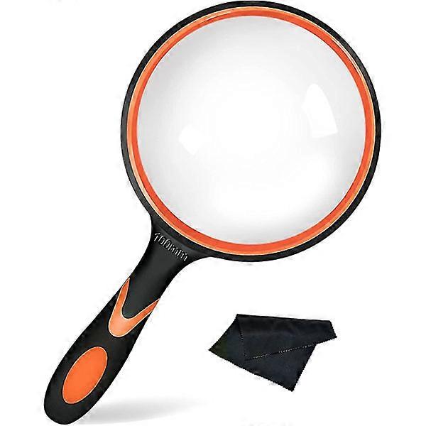 100mm Reading Glass Large Portable 10x Magnification with Non-Slip Soft Rubber Handle