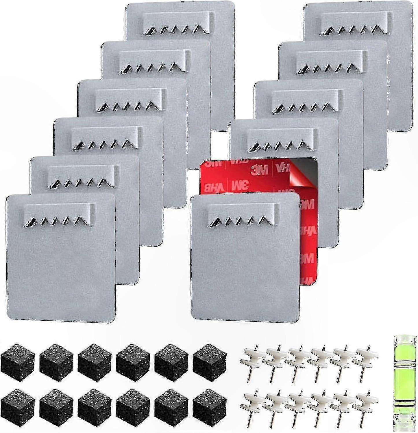 Self-Adhesive Picture Hangers for Wall Decor Includes 12 Hooks No Tools Needed for Easy Installation