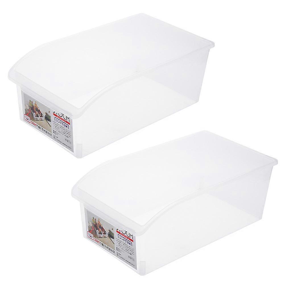 2PCS Refrigerator Fruit Storage Box Kitchen Food Sorting Box (Transparent)