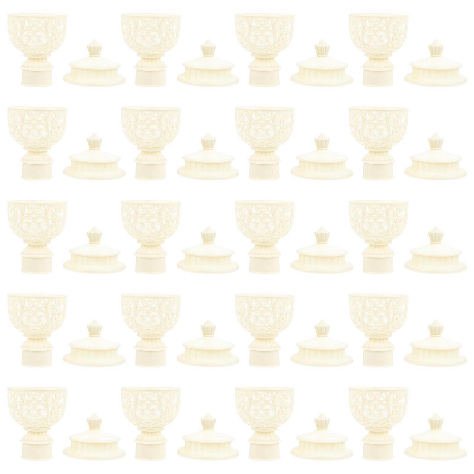 20Pcs Decorative Curtain Rod End Caps For Homeowners And Office Decorators In Ivory Square Stylish Finish