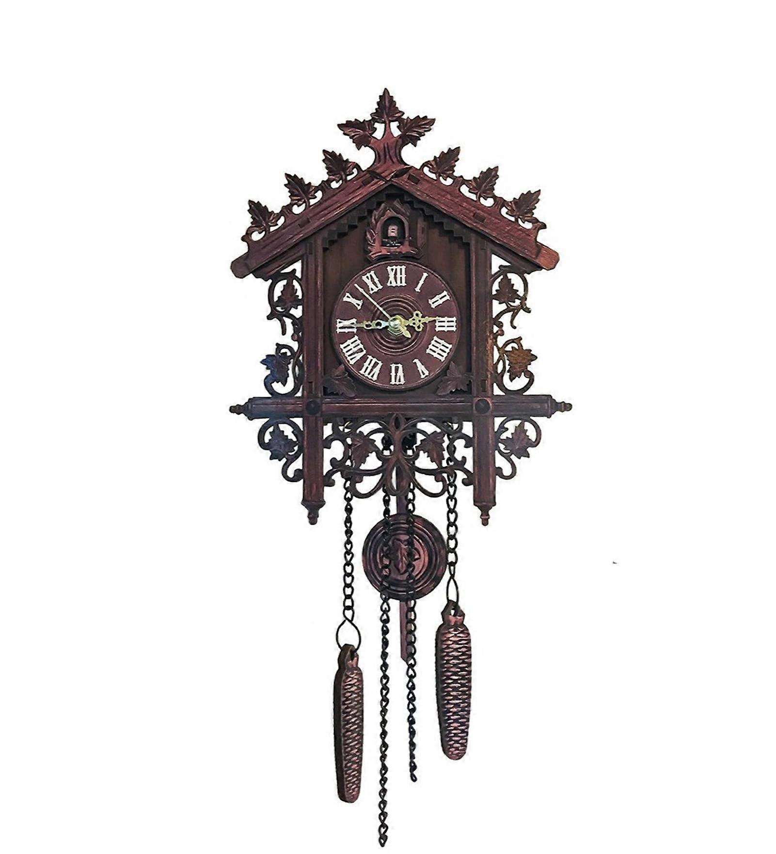 Cuckoo Clock MultiFunctional Wall Clock, Flower Design, Model B, Modern Cuckoo Style, Small House Pendulum Decor