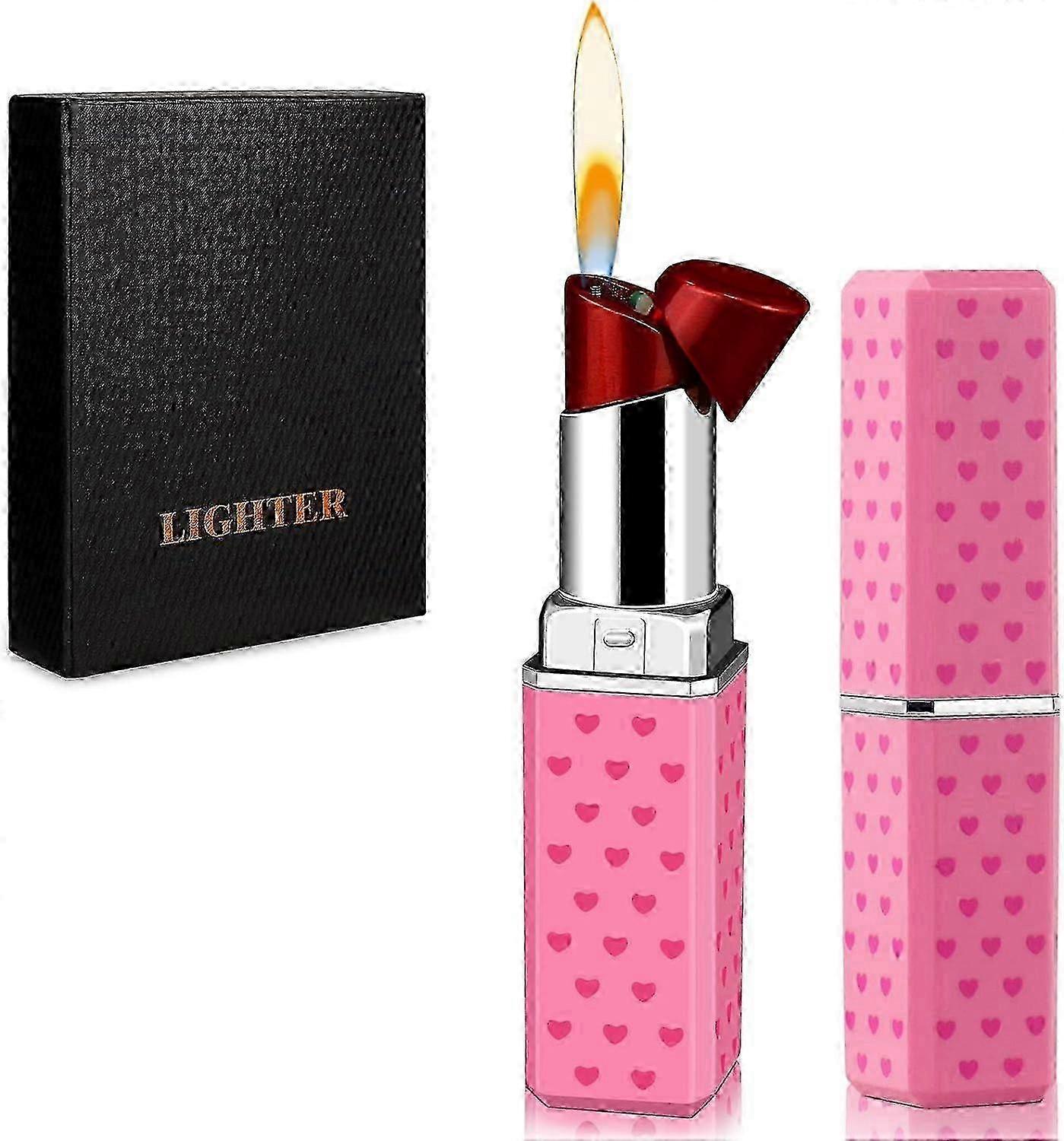 Cute Lipstick Lighter, Soft Flame Refillable Butane Lighter, Novelty Adjustable Open Flame Lighter, Nice Gift For Girls,women,girlfriend On Birthday