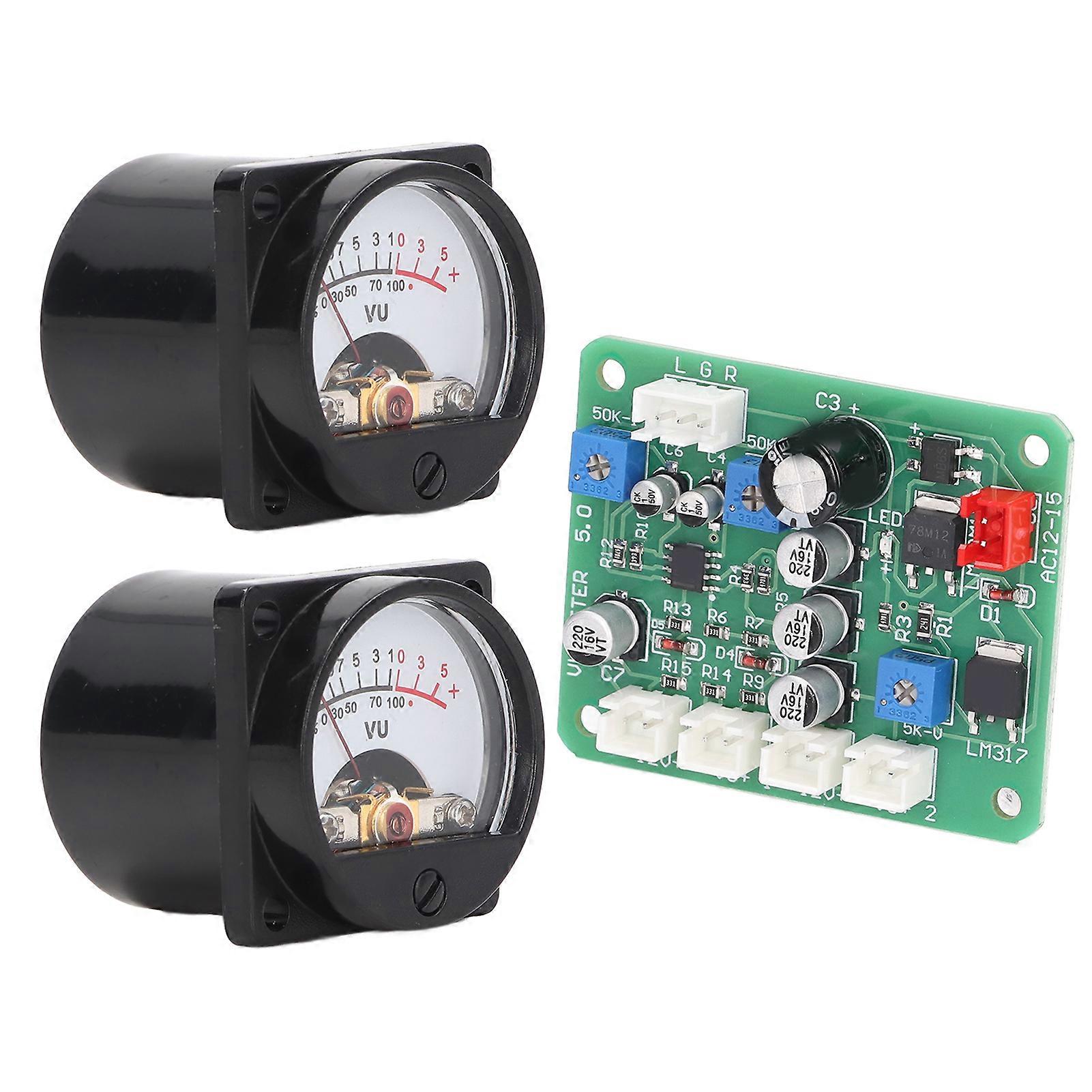 2PCS VU Meter Panel Warm Back Light Recording Audio Level Amplifier Driver Board with Cable 