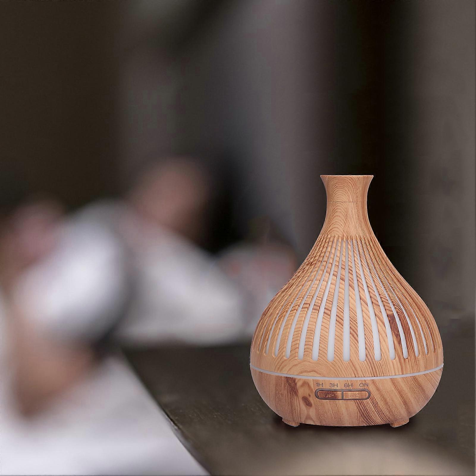 400ml Wood Grain Desktop Humidifier with LED Remote Control