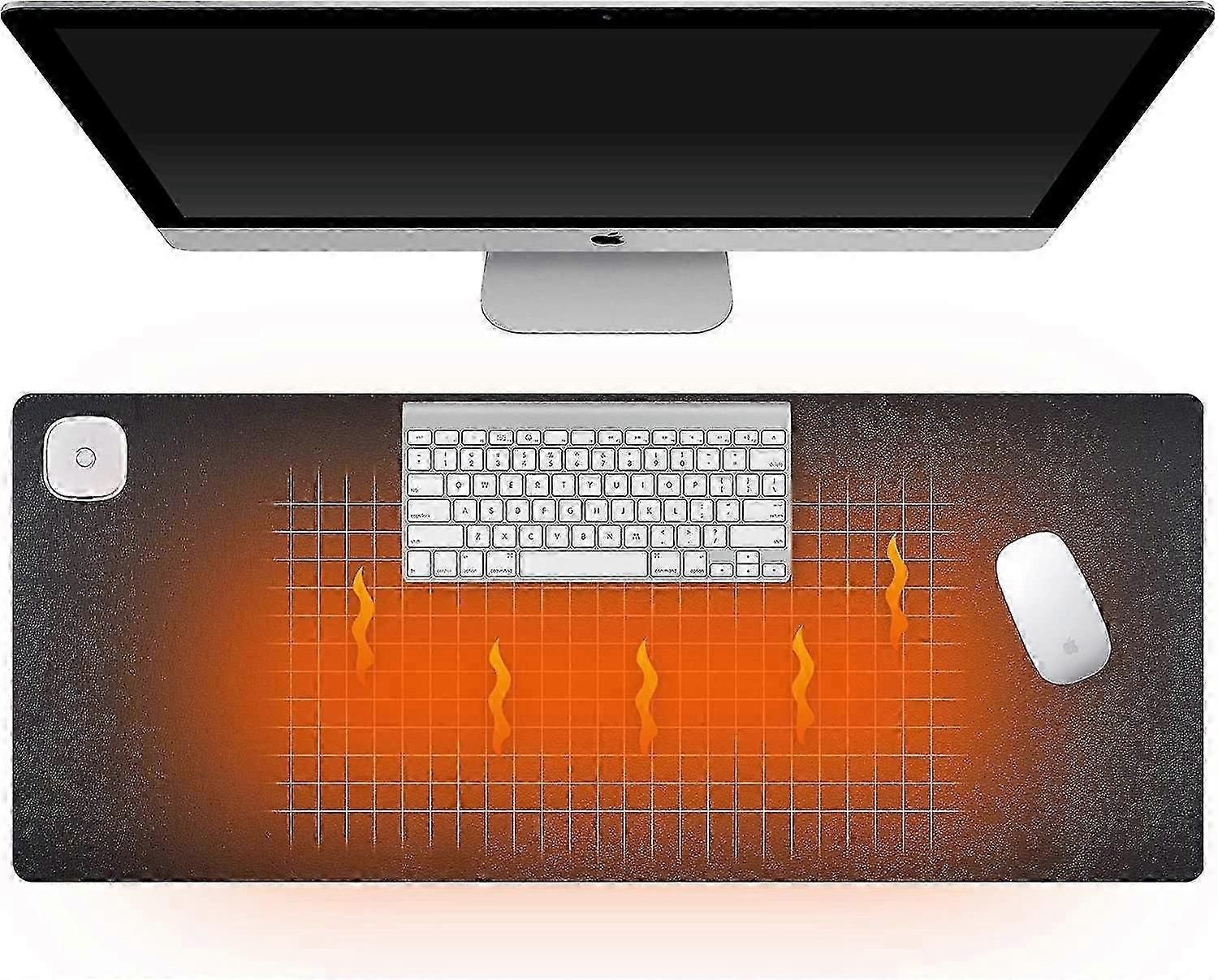 Heated Desk Pad for Office with 3 Speed Control, 31"x13" Large PU Warm Mat for Keyboard & Mouse