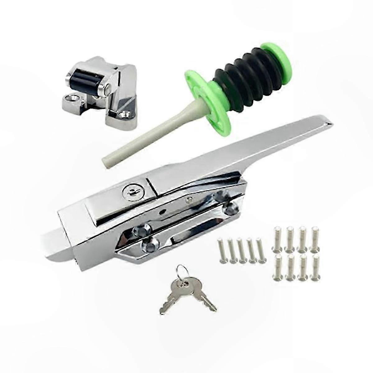 Adjustable Freezer Door Latch Kit with Inside Release Handle, Offset Strike, and Keys for Safety Cooler Cabinets