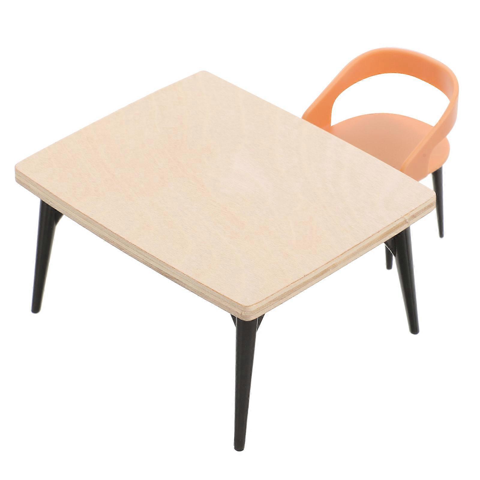 Dollhouse Dining Table Chair Set Wooden Mini Furniture for Decoration 4Sets