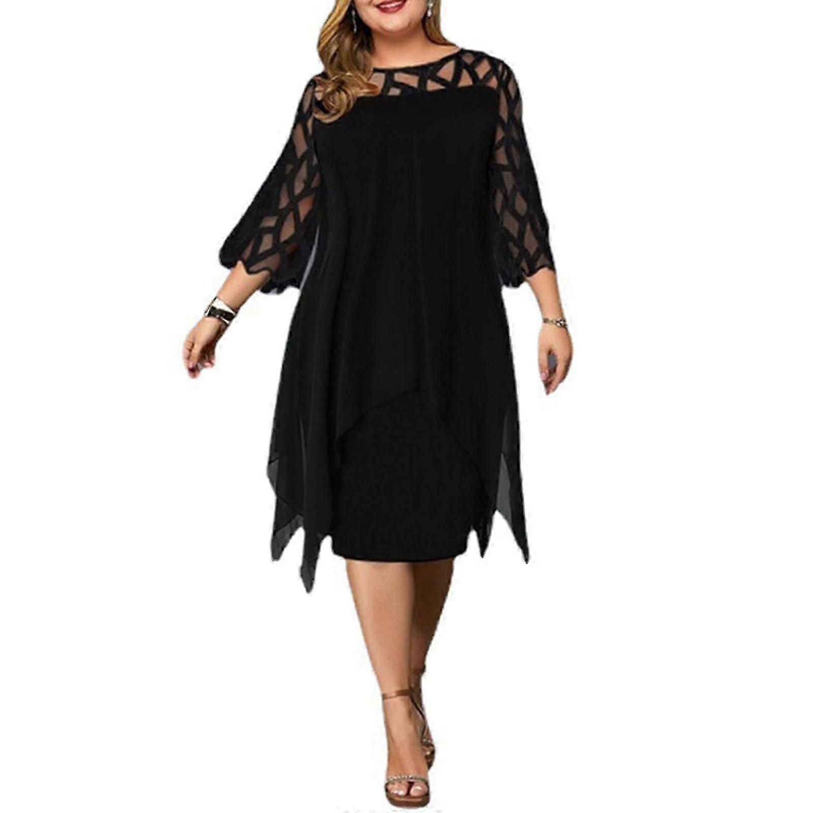 Rochie midi pentru femei Plus Size Scobit Rochie de cocktail casual pentru vară toamnă-Yvan