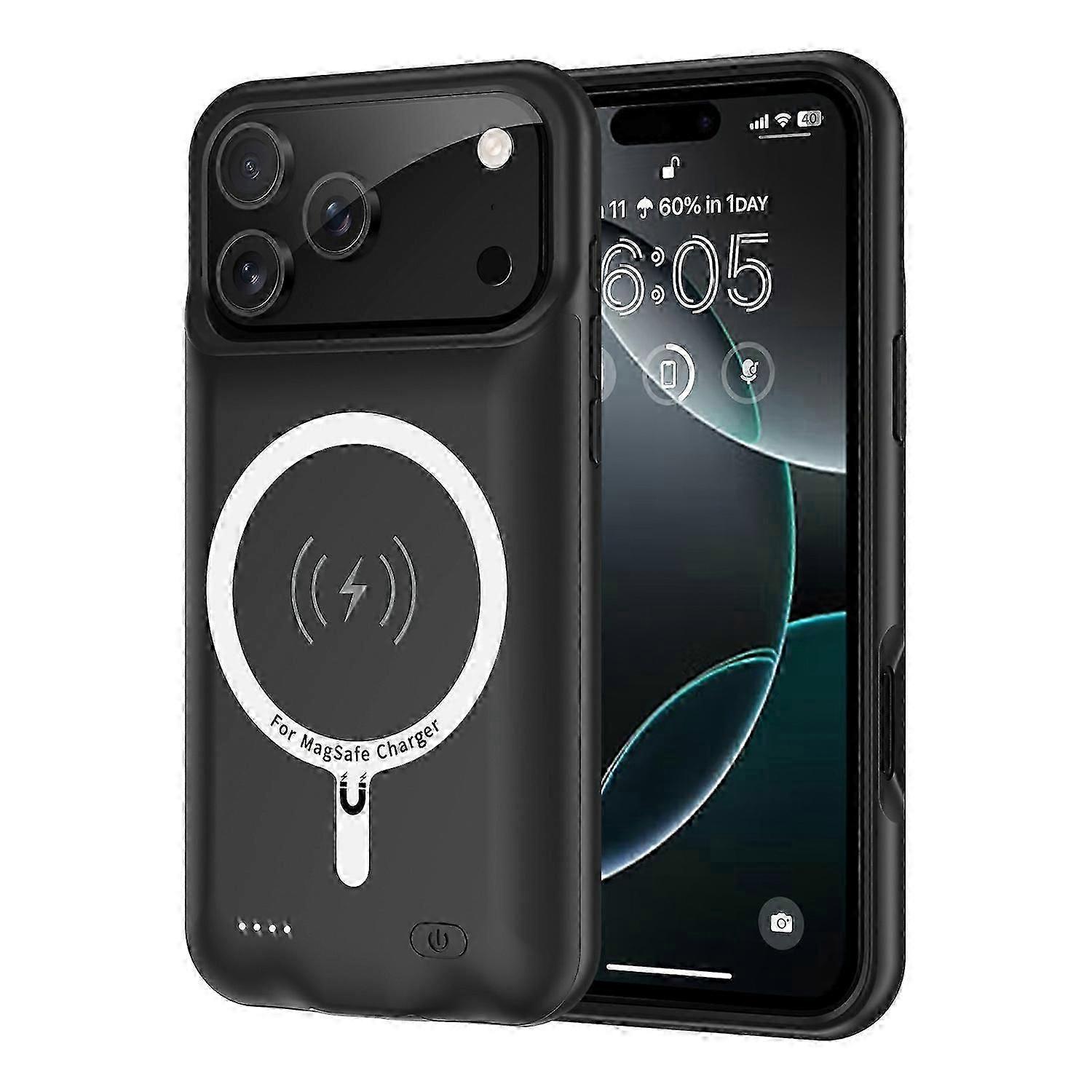 For iPhone 17 Pro Max Portable Phone Charger Case 6000mAh Power Bank with MagSafe myi